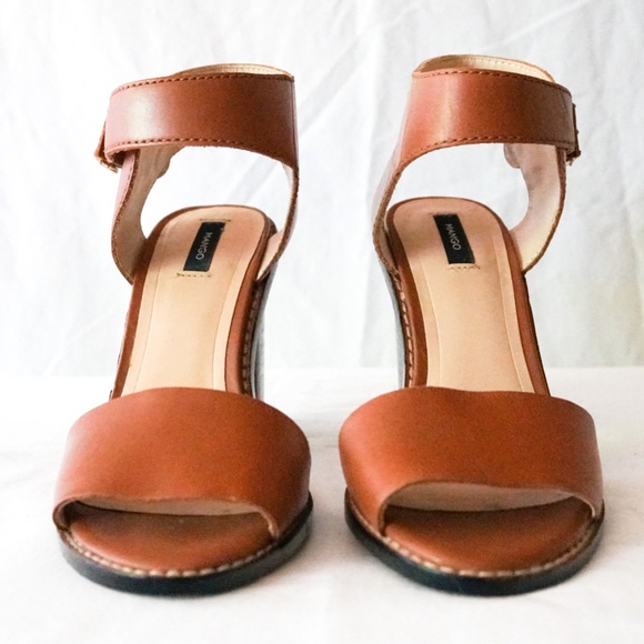 Mango Women 36 Chunky Heel Open Toe Sandal with Ankle Strap - Picture 3 of 16